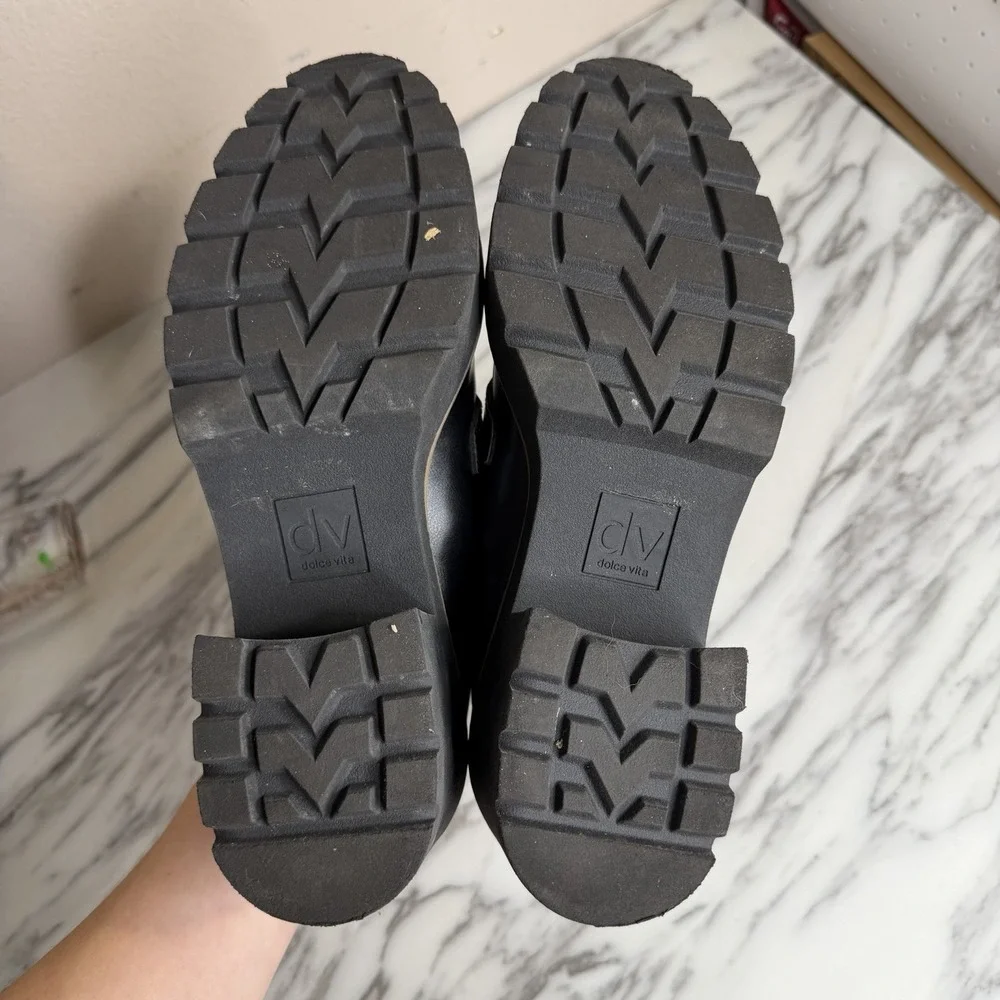 Dolce Vita Tammy Black Platform Loafers Women 9 Lug Sole Chunky Heel Y2K Gothic